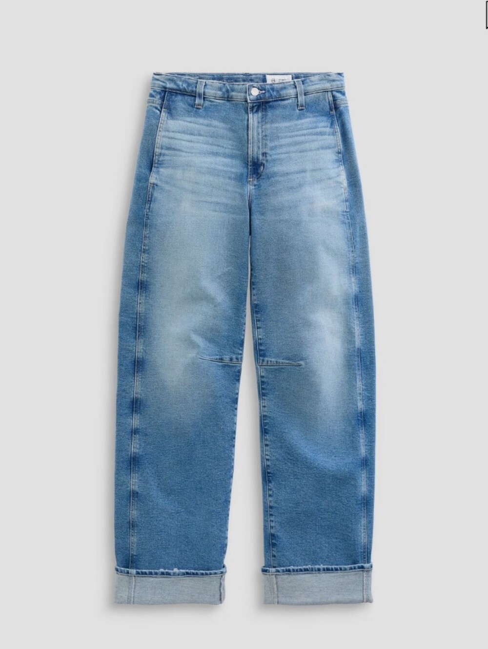 Ag Adriano Goldschmied Light Blue High-Rise Cuffed Barrel Women's Jeans 25